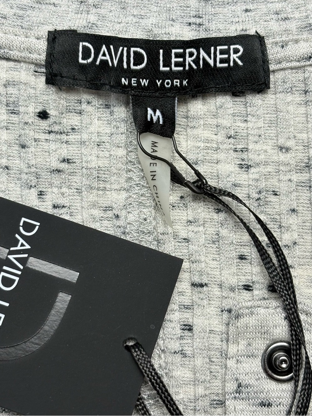 NWT David Lerner Ribbed Henley Mini Dress Light Heather Gray M Revolve - Picture 7 of 9